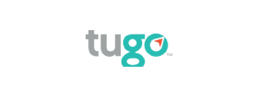 Logo of Tugo, featuring the word "tugo" in teal and gray with a red accent.