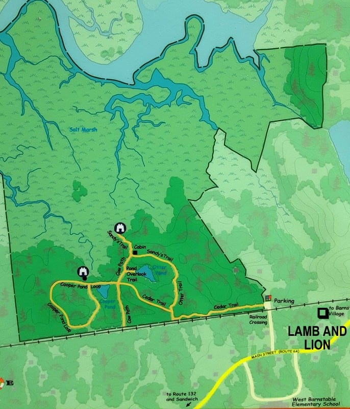 A trail map laying out the various Great Marsh trails