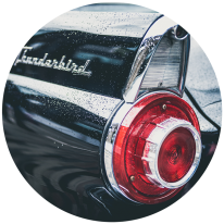 The tail light on a Thunderbird antique car