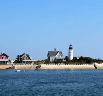 Photo of Sandy Neck lighthouse in Barnstable Harbor.