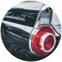 The tail light on a Thunderbird antique car